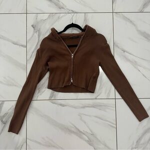 Brandy Melville Chocolate double zip Hoodie